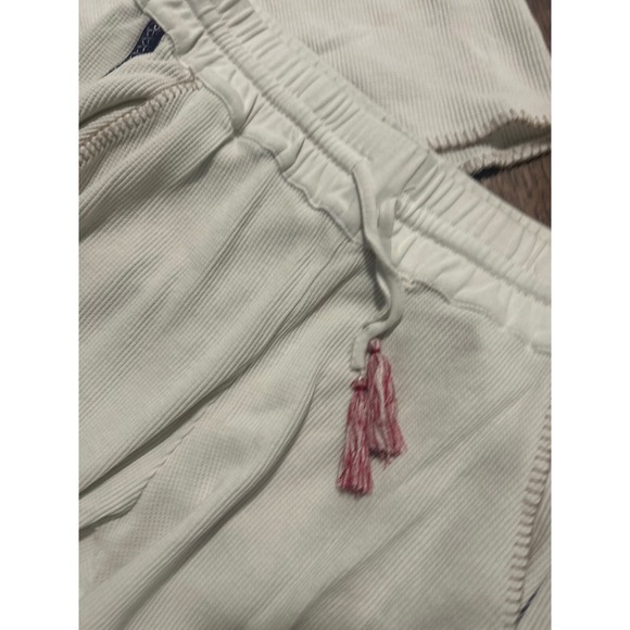 Sundance Womens Cream Waffle Knit Thermal Pajama Set Henley Tassel Joggers M - Picture 5 of 7